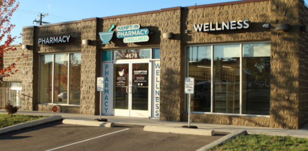 Photo of pharmacy building with exterior signage for marketing
